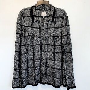 Nic & Zoe Plaid Tweed Knit Shirt Jacket